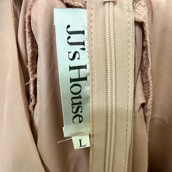 New JJ's House V-Neck Chiffon Lace Up Back Midi Dress in Pink Size Large - Picture 5 of 7